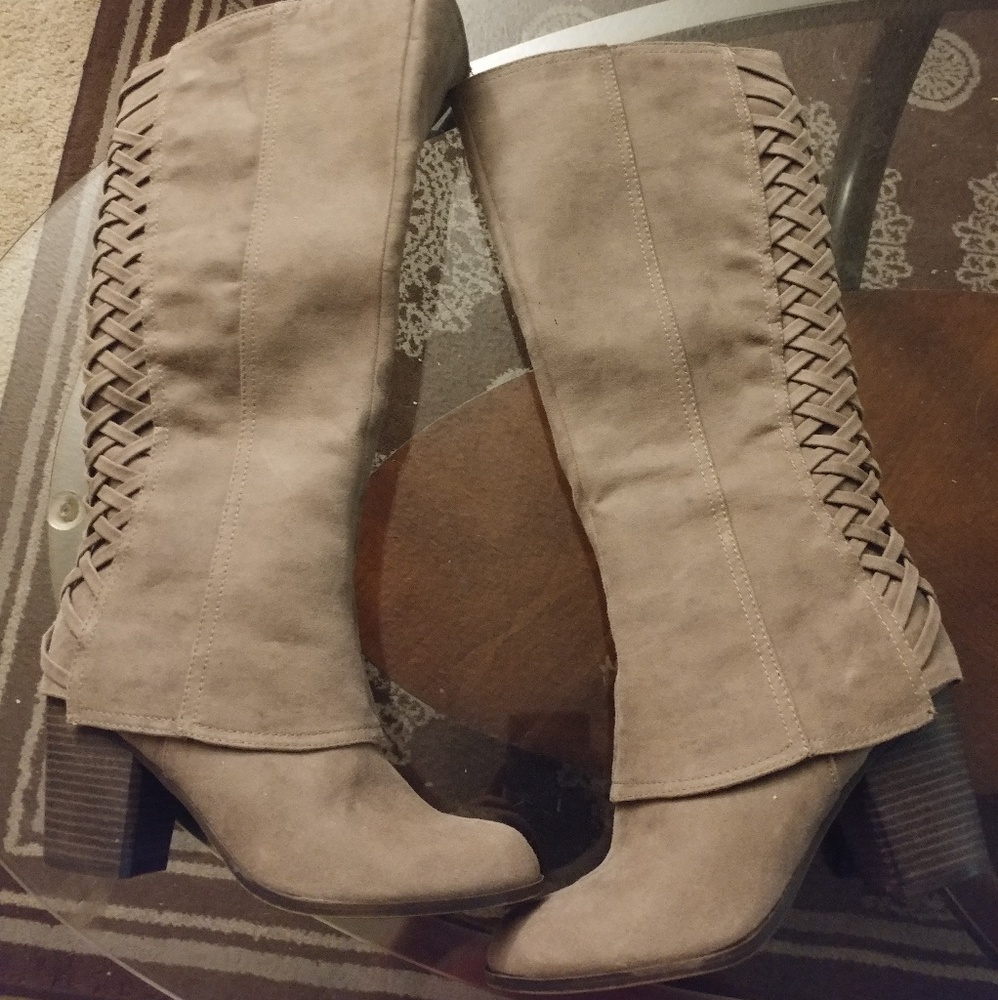 Tan knee-high boots